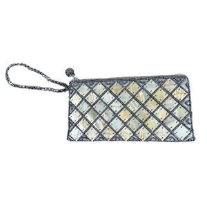Blue bead details  ,other of pearl- details wristlet- clutch- zips preowned